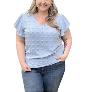 NWOT Womens Chiffon Blouse Dressy V Neck Cute Ruffle Sleeve Summer Tops